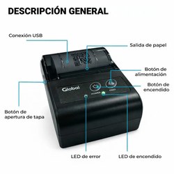 Impresora térmica Global 58 mm: ancho de impresión 48 mm, compatible con Windows y Linux 2