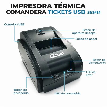 Impresora Comandera Global TP-POS58-USB 58mm para tickets y comprobantes