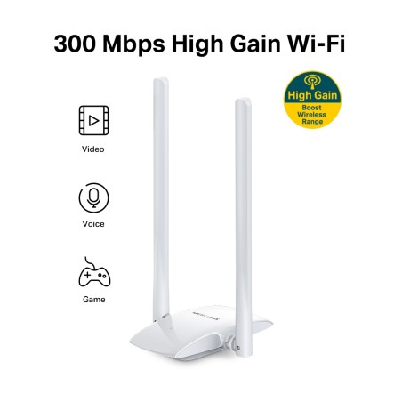 Antena WiFi USB Mercusys MW300UH 300Mbps para PC y punto de venta