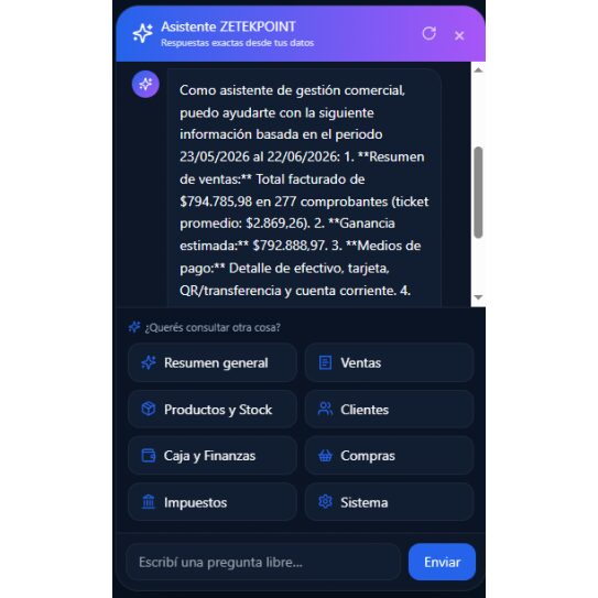 Software ZETEKPOINT IA de facturación electrónica ARCA y punto de venta para Windows, de pago único sin abono mensual