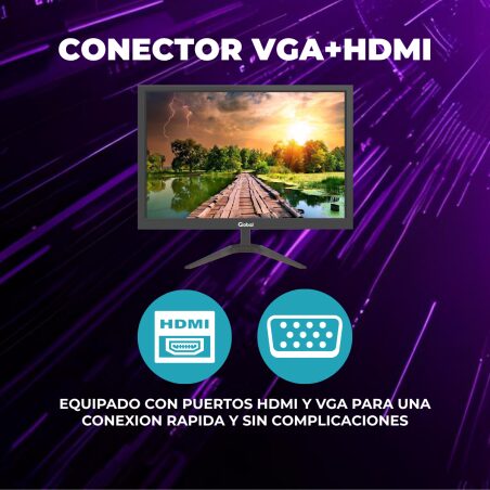 Monitor Global 22” Full HD para PC, oficina y punto de venta
