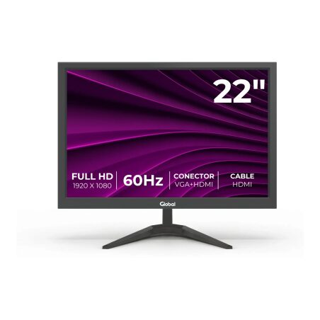 Monitor Global 22” Full HD para PC, oficina y punto de venta
