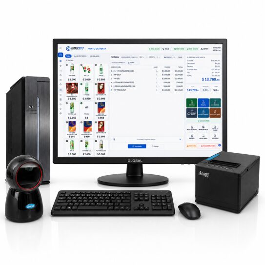 Combo ZETEKPOINT IA PRO – PC Ryzen + Monitor Global + Escáner 2D + OCOM 80S + Facturación Electrónica ARCA