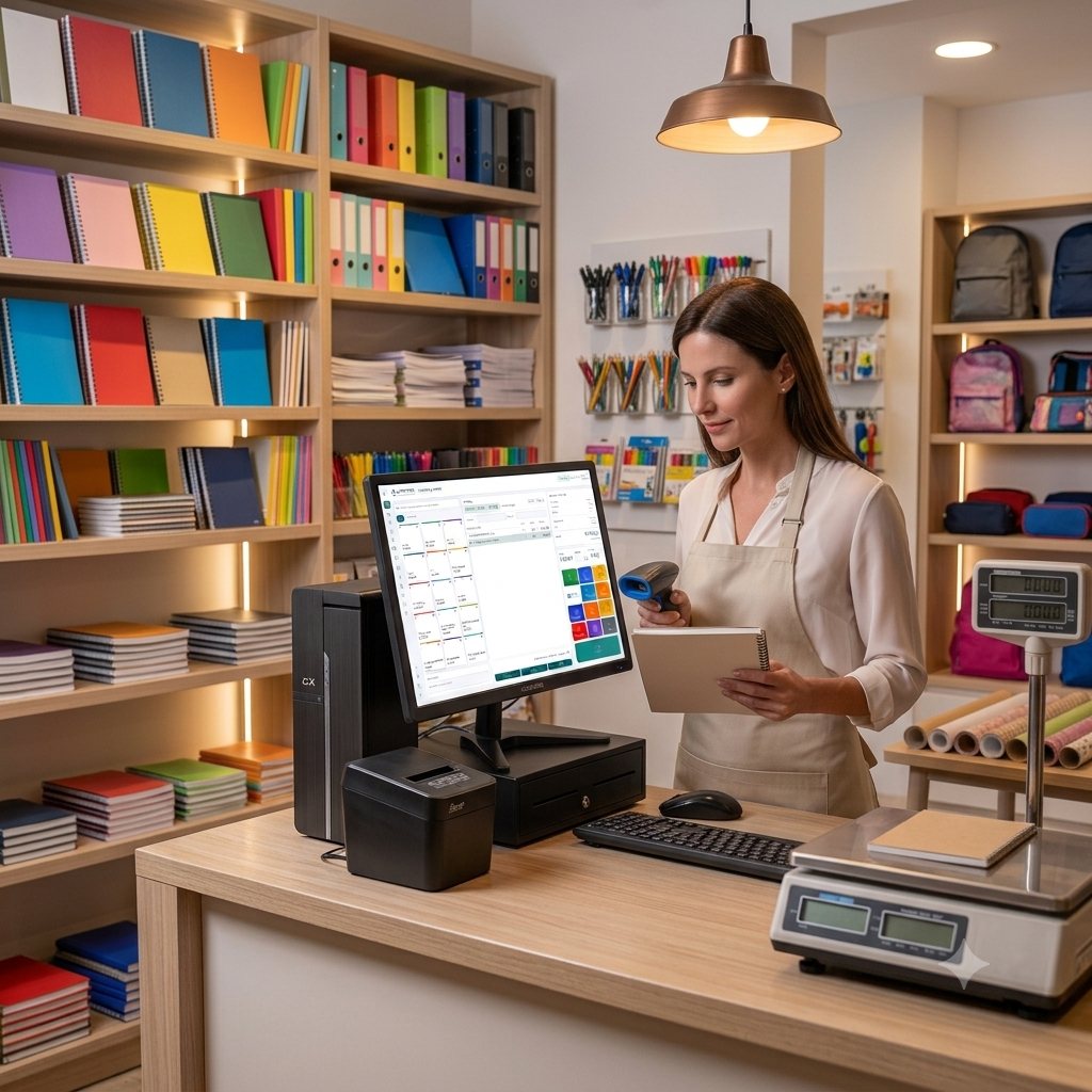 Software de facturación electrónica para librerías y papelerías ZETEKPOINT IA funcionando en el mostrador